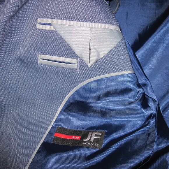 JAY FERRAR-Men's 38R Slim Fit Sport Coat-Blue-Double Vent-Spandex-Notch Labels - Picture 3 of 5